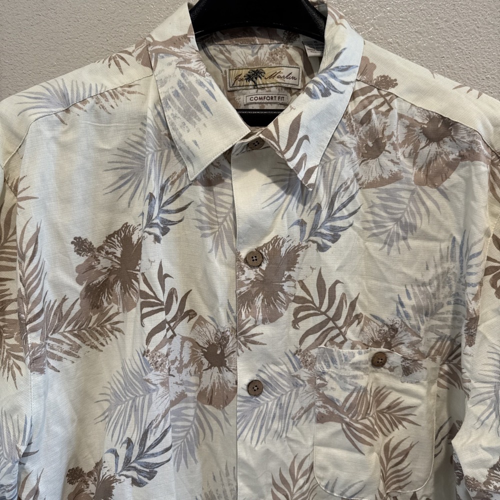 Joe Marlin Shirt Mens XL Hawaiian Surfer Rayon Blend Short Sleeve Button Up - Picture 2 of 6